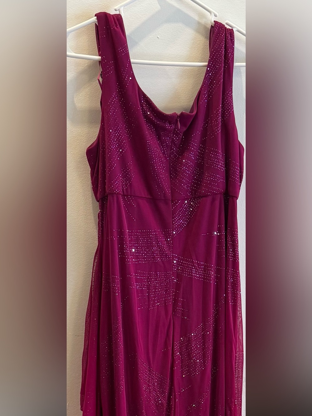R&M Richards Fuchsia Beaded Maxi Dress